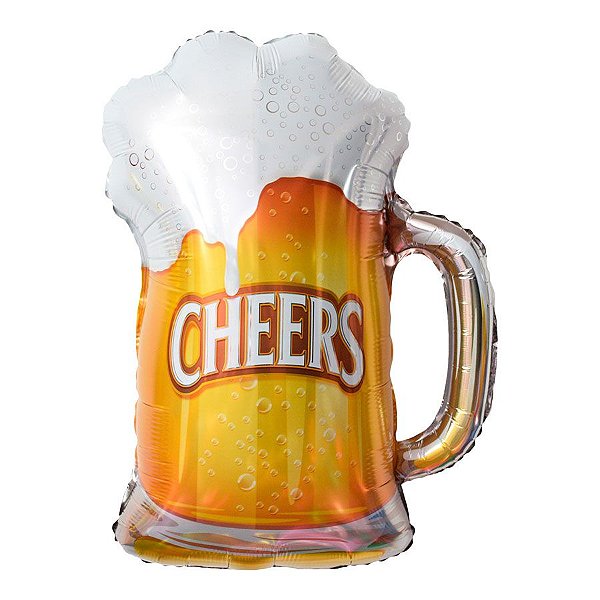 Balão de Festa Metalizado 17" 27cm - Caneca de Cerveja Cheers - 1 unidade - Rizzo