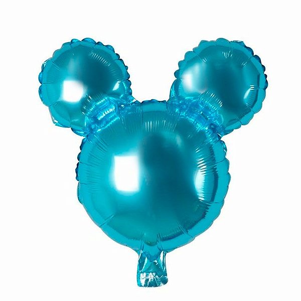 Balão de Festa Metalizado 65'' 60 - Simbolo Mickey Mouse Ciano  - 1 unidade - Flexmetal - Rizzo
