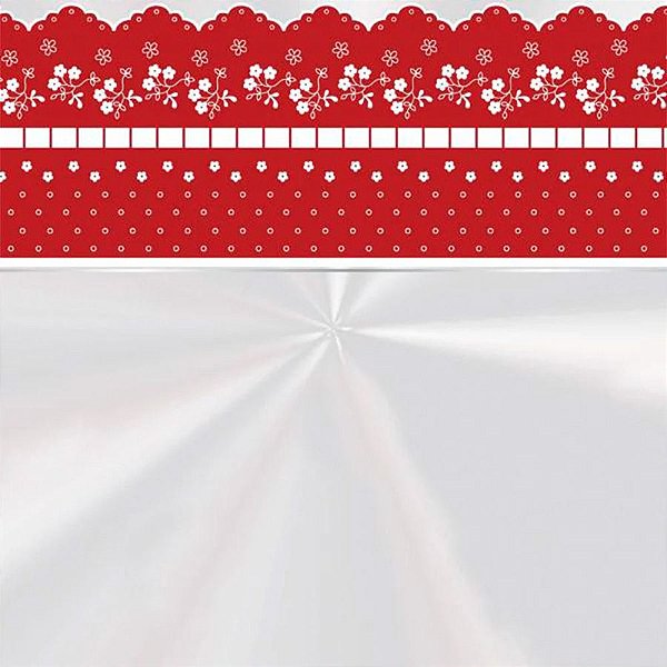 Saco Transparente Bordado Inglês Vermelho - 45x59cm - 25 unidades - Cromus - Rizzo
