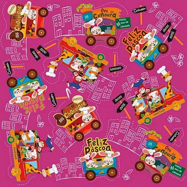 Folha para Ovos de Páscoa Metalizado Food Truck Lilás 69x89cm - 5 unidades - Cromus - Rizzo