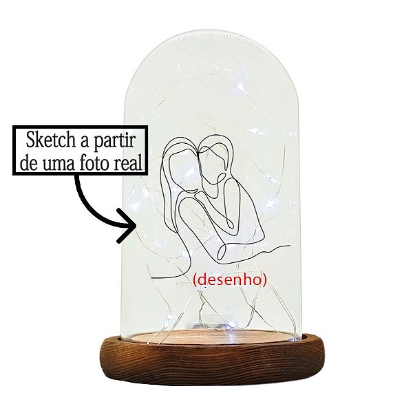 Cúpula Redoma de Vidro Personalizada c/ Desenho de uma Foto - 1 unidade - Rizzo