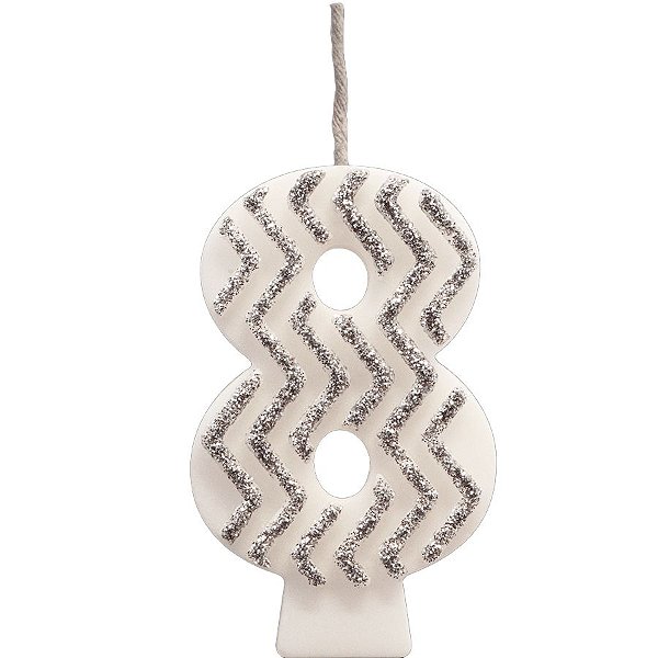 Vela Zig Zag Prata Numero 8 - 1 unidade - Regina - Rizzo