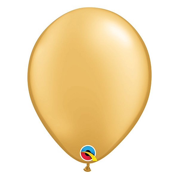 Balão de Festa Látex Liso Sólido - Gold (Ouro) - Qualatex - Rizzo