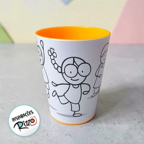 Copo Para Colorir Color Cup Crianças - Amarelo - 10cm - 1 unidade - Rizzo