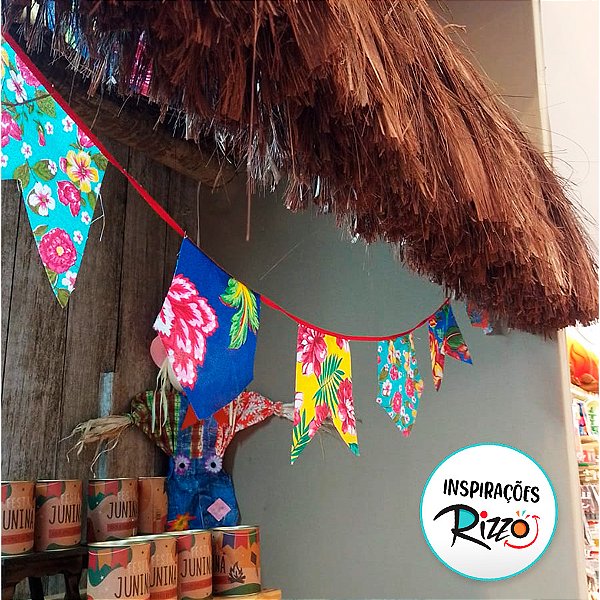 Bandeirinha Festa Junina de Tecido Chita 2,7 metros - 1 unidade - Rizzo