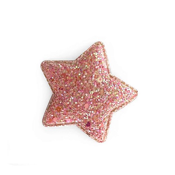 Aplique Estrela Rosa com Glitter - 2 unidades - Rizzo