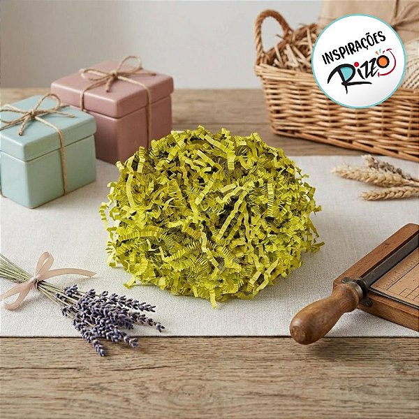 Palha Decorativa de Papel Amarelo - 100g - 1 unidade - Rizzo