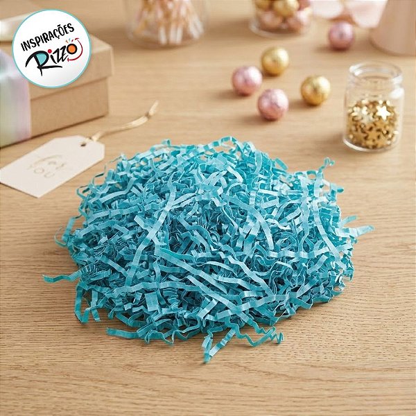 Palha Decorativa de Papel Turquesa - 100g - 1 unidade - Rizzo