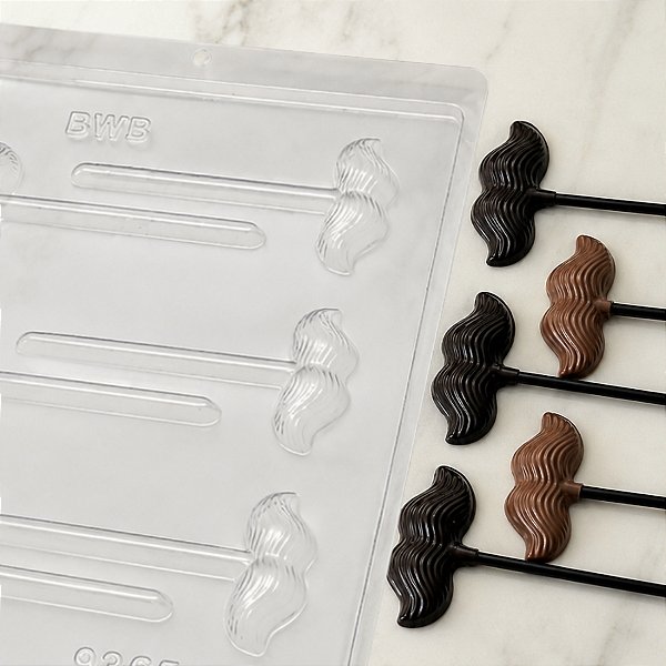 Forma de Acetato Simples - Pirulito Bigode 1 - Ref. 9355 - BWB