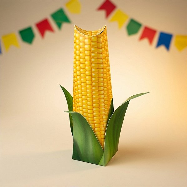 Caixinha de Papel Decorada - Milho para Festa Junina - 4 unidades - Rizzo
