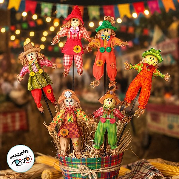 Pick de Festa Junina - Espantalho Sortido  - 10 unidades - Rizzo