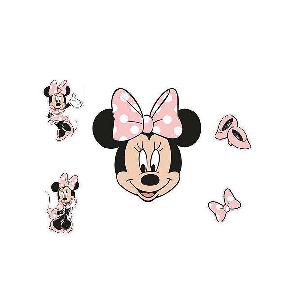 Mini Personagens Decorativos - Minnie Mouse Rosa - 12 unidades - Regina - Rizzo