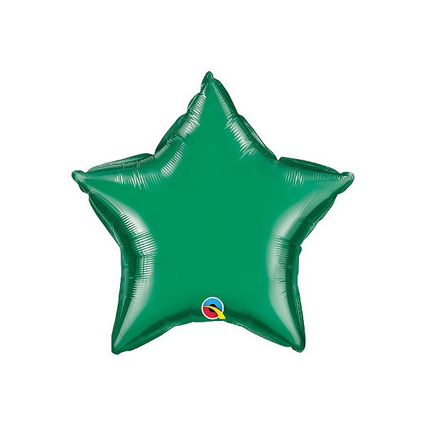 Balão de Festa Microfoil 20" 51cm - Estrela Verde Esmeralda Metalizado - 1 unidade - Qualatex Outlet - Rizzo