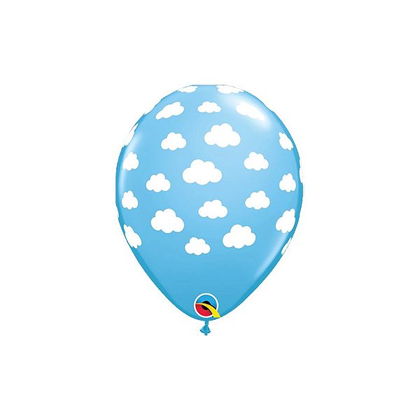 Balão de Festa Látex Liso Decorado - Nuvens - 11" 28cm - 6 unidades - Qualatex Outlet - Rizzo