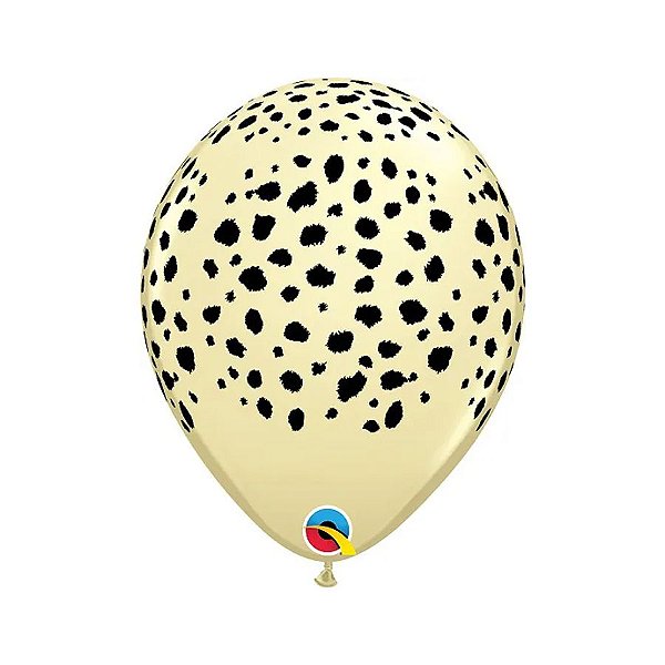 Balão de Festa Látex Liso Decorado - Manchas de Guepardo Marfim - 11" 28cm - 50 unidades - Qualatex Outlet - Rizzo
