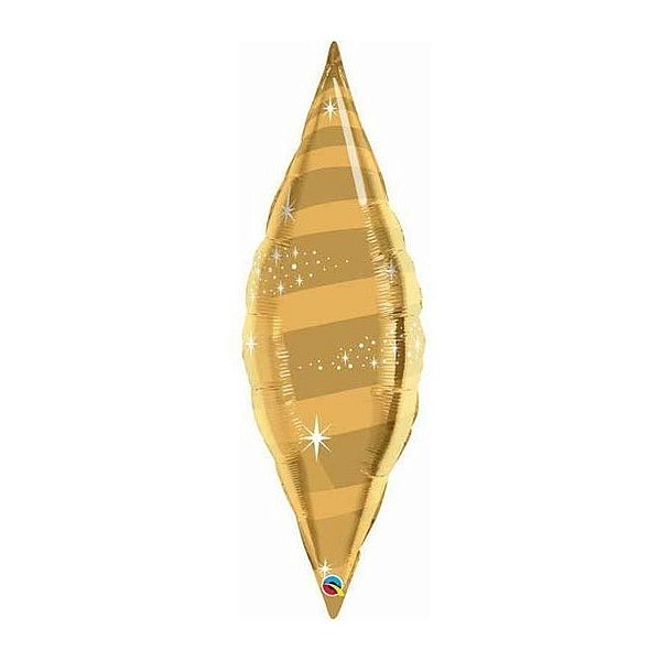 Balão de Festa Microfoil 38" 95cm - Taper Espiral Gold - 1 unidade - Qualatex Outlet - Rizzo