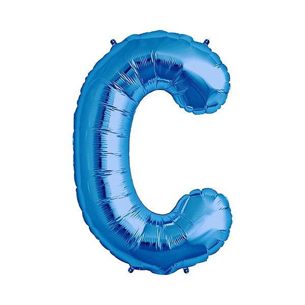 Balão de Festa Microfoil 16" 32cm - Letra C Azul - 1 unidade - Qualatex Outlet - Rizzo