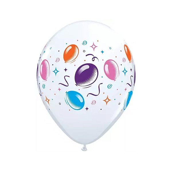 Balão de Festa Látex Liso Decorado - Balões e Serpentinas Branco - 11" 28cm - 50 unidades - Qualatex Outlet - Rizzo