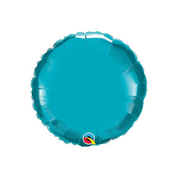 Balão de Festa Microfoil 18" 46cm - Redondo Turquesa Metalizado - 1 unidade - Qualatex Outlet - Rizzo