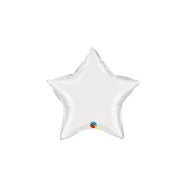 Balão de Festa Microfoil 9" 23cm - Estrela Branco Metalizado - 1 unidade - Qualatex Outlet - Rizzo