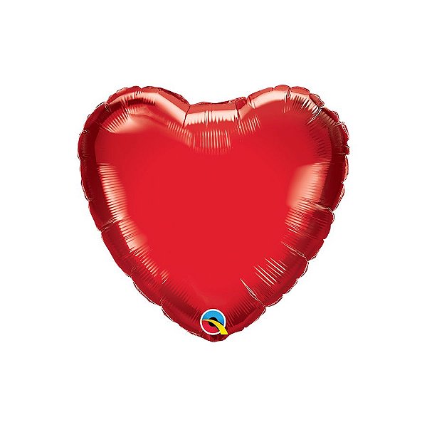 Balão de Festa Microfoil 18" 46cm - Coração Vermelho Rubi Metalizado - 1 unidade - Qualatex Outlet - Rizzo