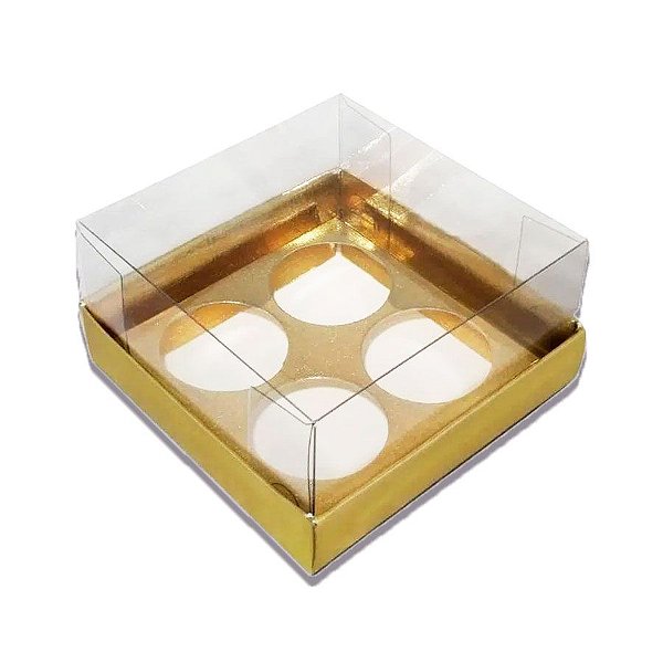 Caixa Base Brigadeiro - Dourado - 4 cavidades (9x9x4,5cm) - 10 unidades - Assk - Rizzo