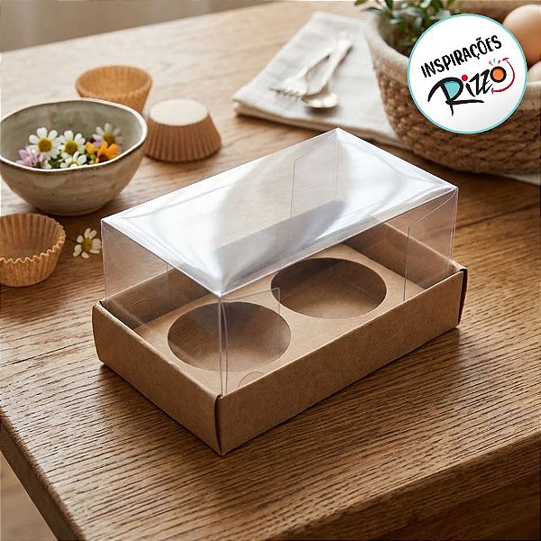 Caixa Base Brigadeiro - Kraft - 2 cavidades (8,5x5x4,5cm) - 10 unidades - Assk - Rizzo