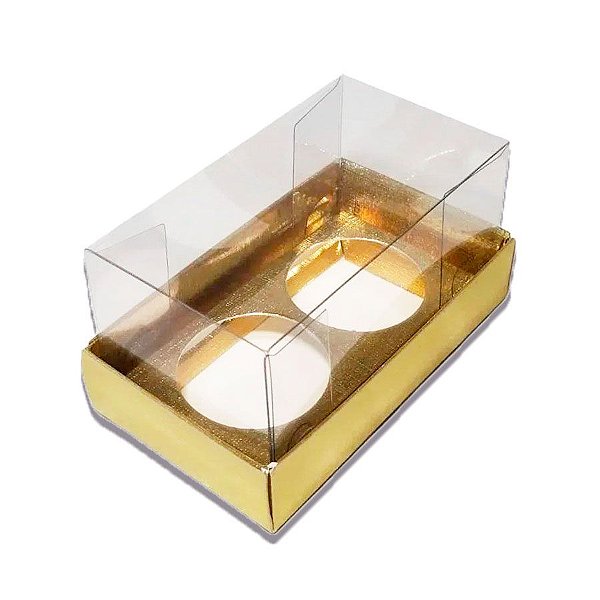 Caixa Base Brigadeiro - Dourado - 2 cavidades (8,5x5x4,5cm) - 10 unidades - Assk - Rizzo
