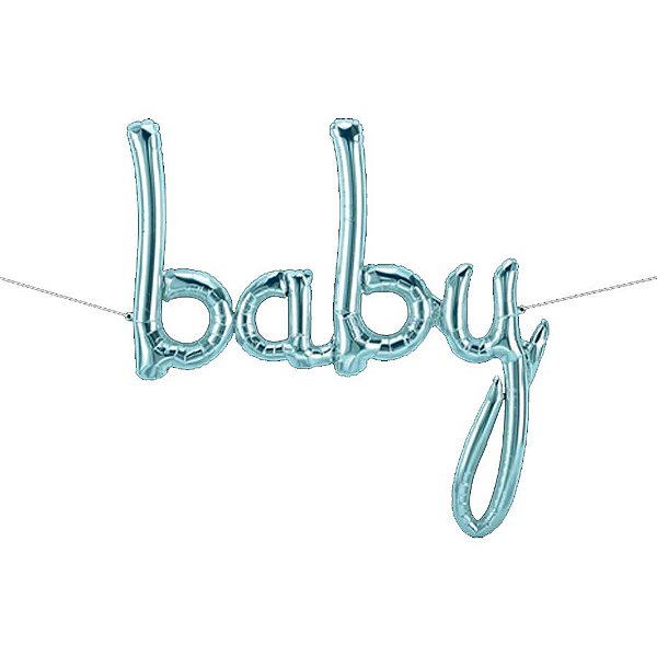 Balão de Festa Microfoil 46" 116cm - Escrita "Baby" Azul Pastel - 1 unidade - Qualatex Outlet - Rizzo