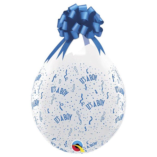 Balão de Festa Látex Liso Decorado - Diamante Transparente It's a Boy - 18" 45cm - 25 unidades - Qualatex Outlet - Rizzo