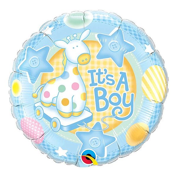 Balão de Festa Microfoil 18" 45cm - Redondo It's a Boy - 1 unidade - Qualatex Outlet - Rizzo