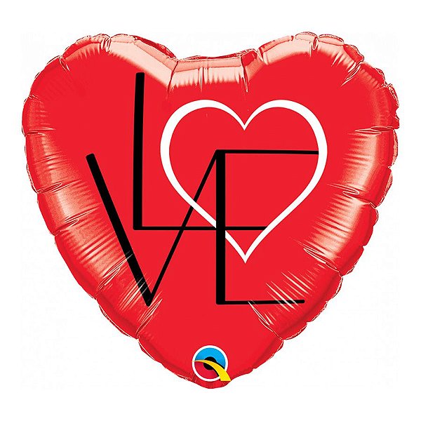 Balão de Festa Microfoil 18" 45cm - Coração LoVe Vermelho - 1 unidade - Qualatex Outlet - Rizzo
