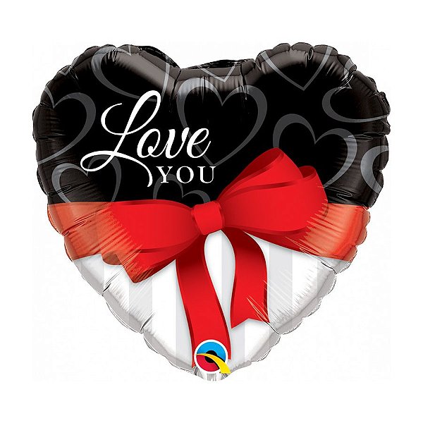Balão de Festa Microfoil 18" 45cm - Coração Love You - 1 unidade - Qualatex Outlet - Rizzo