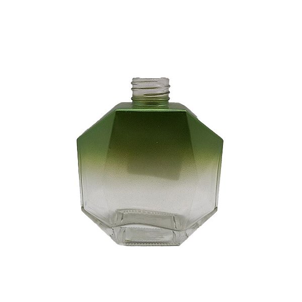 Frasco para aromatizador de Vidro Retângular - Difusor Verde/Transparente Degradê - 180ml - 1 unidade - Rizzo