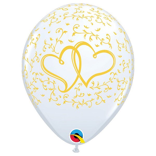 Balão de Festa Látex Liso - Corações Entrelaçados - 11" 27cm - 1 unidade - Qualatex Outlet - Rizzo