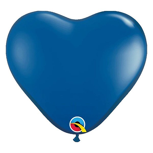 Balão de Festa Látex Liso - Coração Azul Safira - 6" 15cm - 100 unidades - Qualatex Outlet - Rizzo