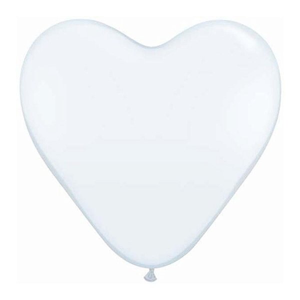 Balão de Festa Látex Liso - Coração Branco - 15" 38cm - 50 unidades - Qualatex Outlet - Rizzo