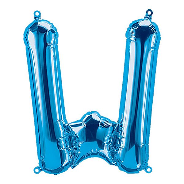 Balão de Festa Microfoil 16" 40cm - Letra W Azul - 1 unidade - Qualatex Outlet - Rizzo