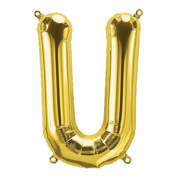 Balão de Festa Microfoil 16" 40cm - Letra U Ouro - 1 unidade - Qualatex Outlet - Rizzo