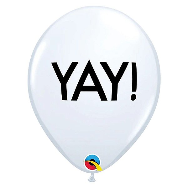 Balão de Festa Látex Liso Decorado - Yay! Branco - 11" 27cm - 50 unidades - Qualatex Outlet - Rizzo