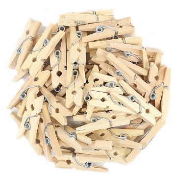 Mini Prendedor de Madeira Natural 3,5cm - 50 unidades - Rizzo