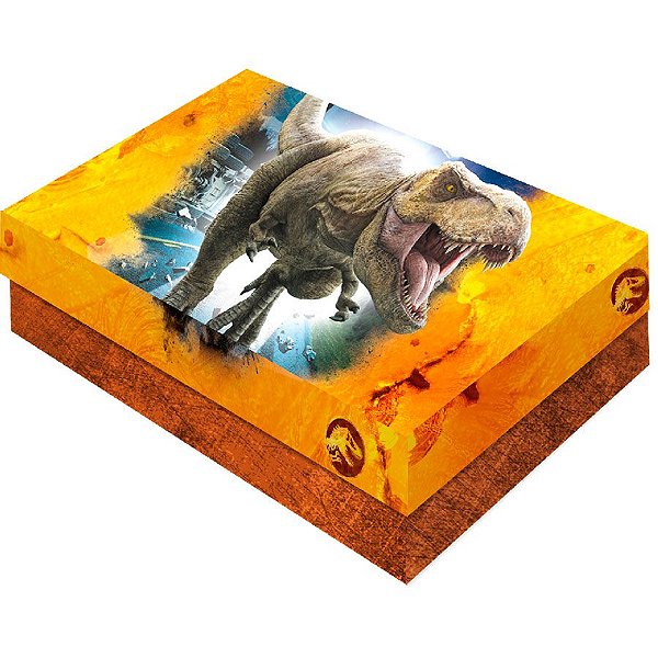 Caixa para Presente Retangular M - Jurassic World 3  - 1 unidade - Festcolor - Rizzo