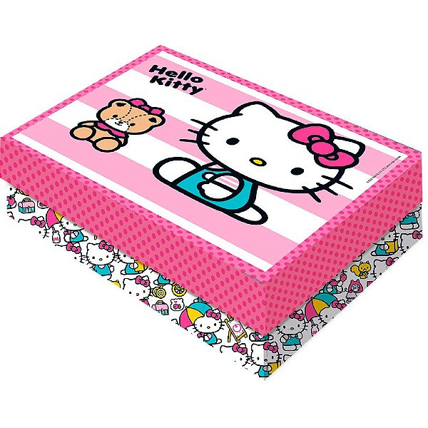 Caixa para Presente Retangular M - Hello Kitty Rosa - 1 unidade - Festcolor - Rizzo
