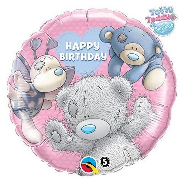 Balão de Festa Microfoil 18" 45cm - Redondo Aniversário Amigos Tatty Teddy - 1 unidade - Qualatex Outlet - Rizzo
