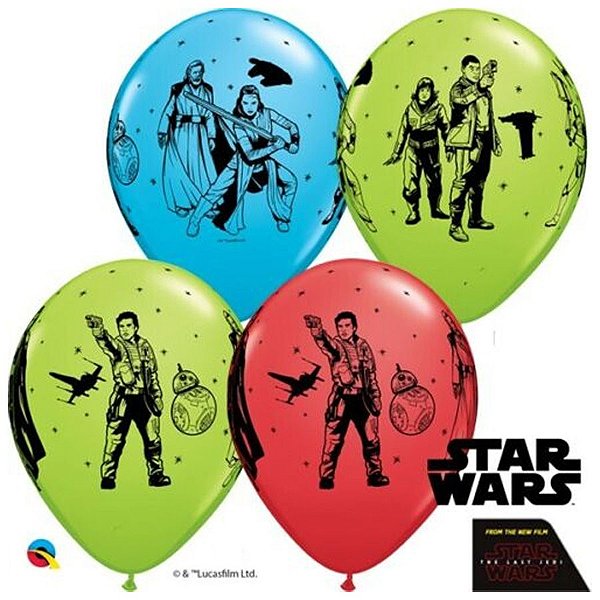 Balão de Festa Látex Liso Decorado - Star Wars: The Last Jedi - 11" 27cm - 25 unidades - Qualatex Outlet - Rizzo