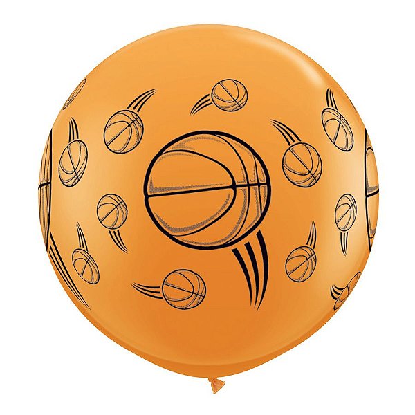 Balão de Festa Látex Liso Decorado - Basquete Laranja - 3' 90cm - 2 unidades - Qualatex Outlet - Rizzo
