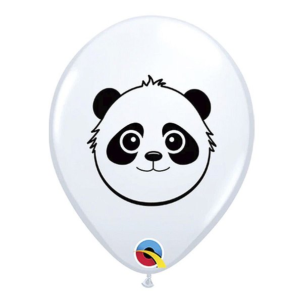 Balão de Festa Látex Liso Decorado - Urso Panda Branco - 5" 12cm - 100 unidades - Qualatex Outlet - Rizzo