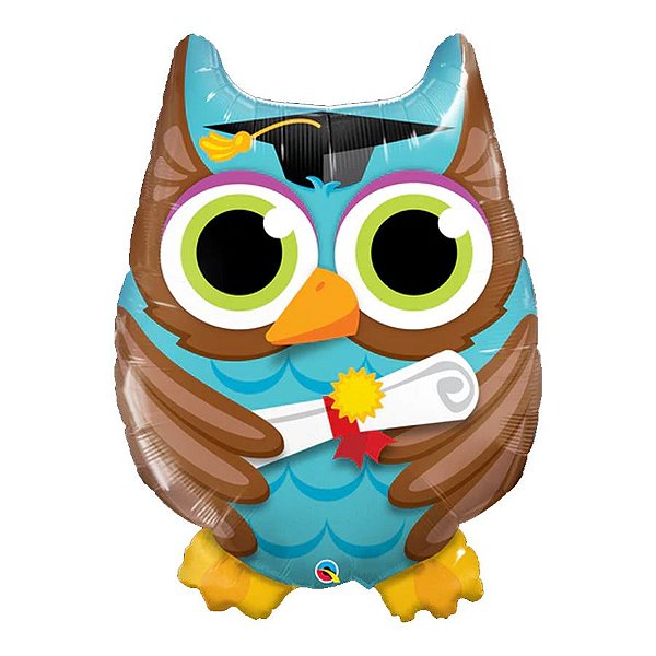 Balão de Festa Microfoil 34" 86cm - Coruja Graduada - 1 unidade - Qualatex Outlet - Rizzo