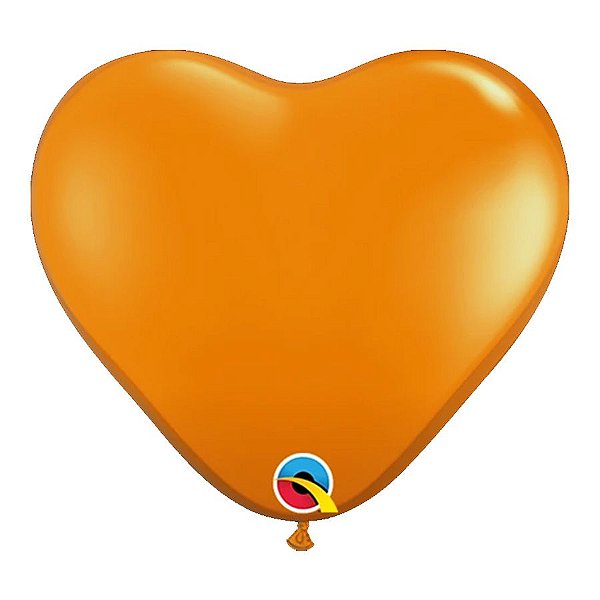 Balão de Festa Látex Liso - Coração Laranja - 6" 15cm - 100 unidades - Qualatex Outlet - Rizzo