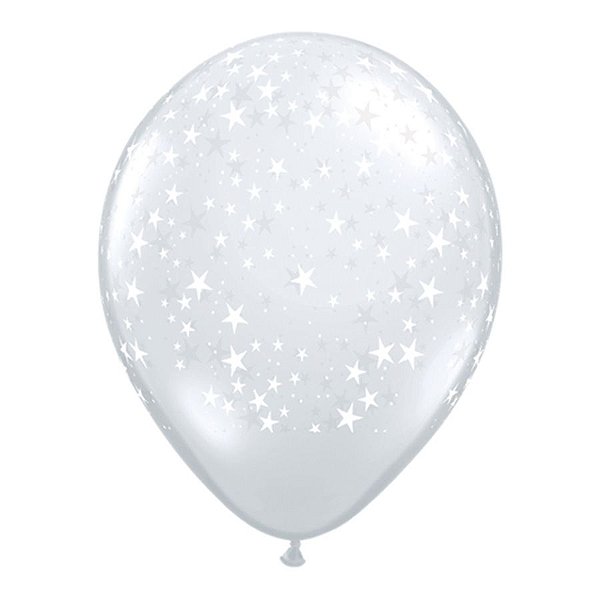 Balão de Festa Látex Liso Decorado - Estrela Transparente - 16" 40cm - 50 unidades - Qualatex Outlet - Rizzo